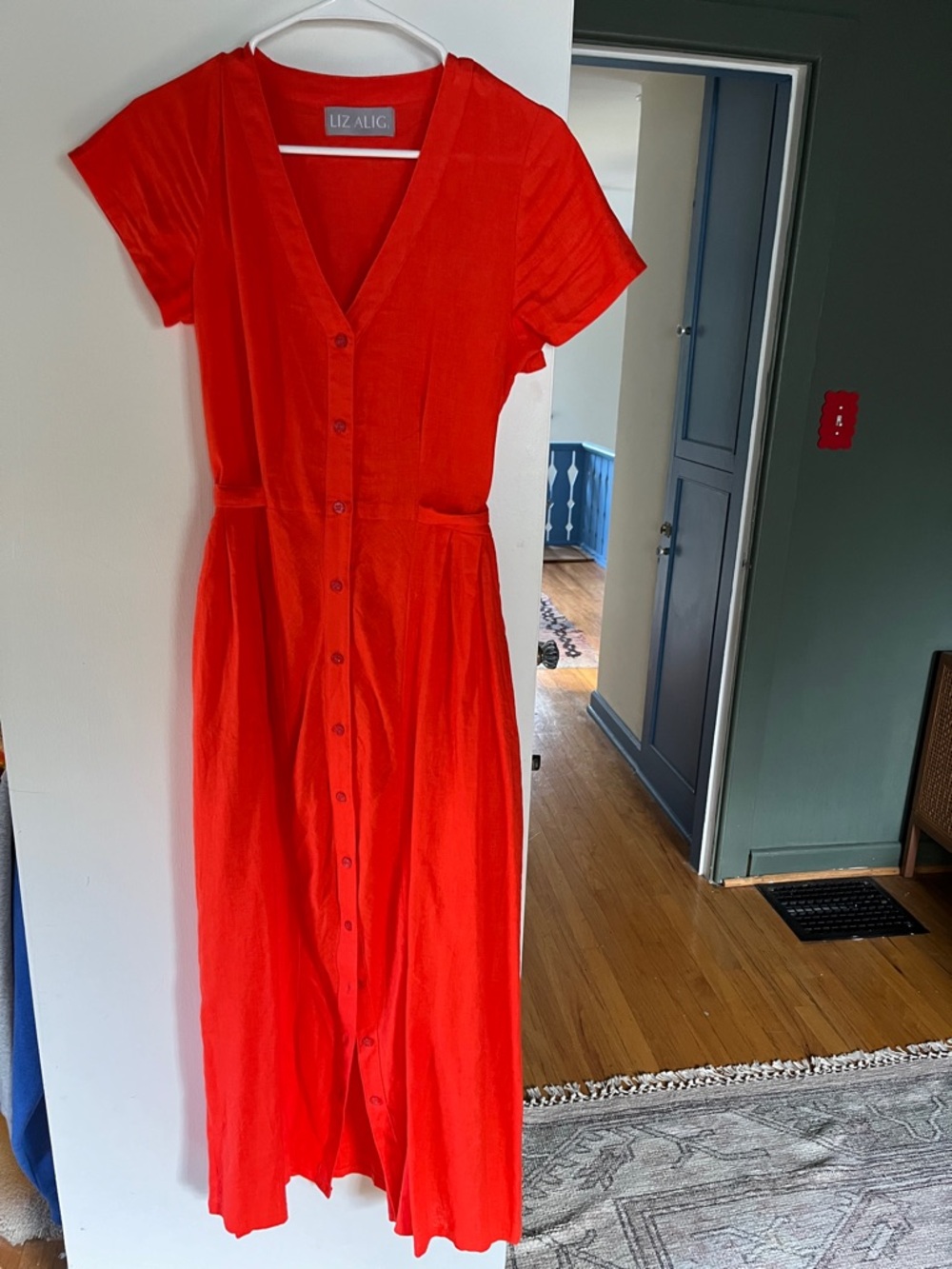 Liz Alig Red Linen Midi June Dress